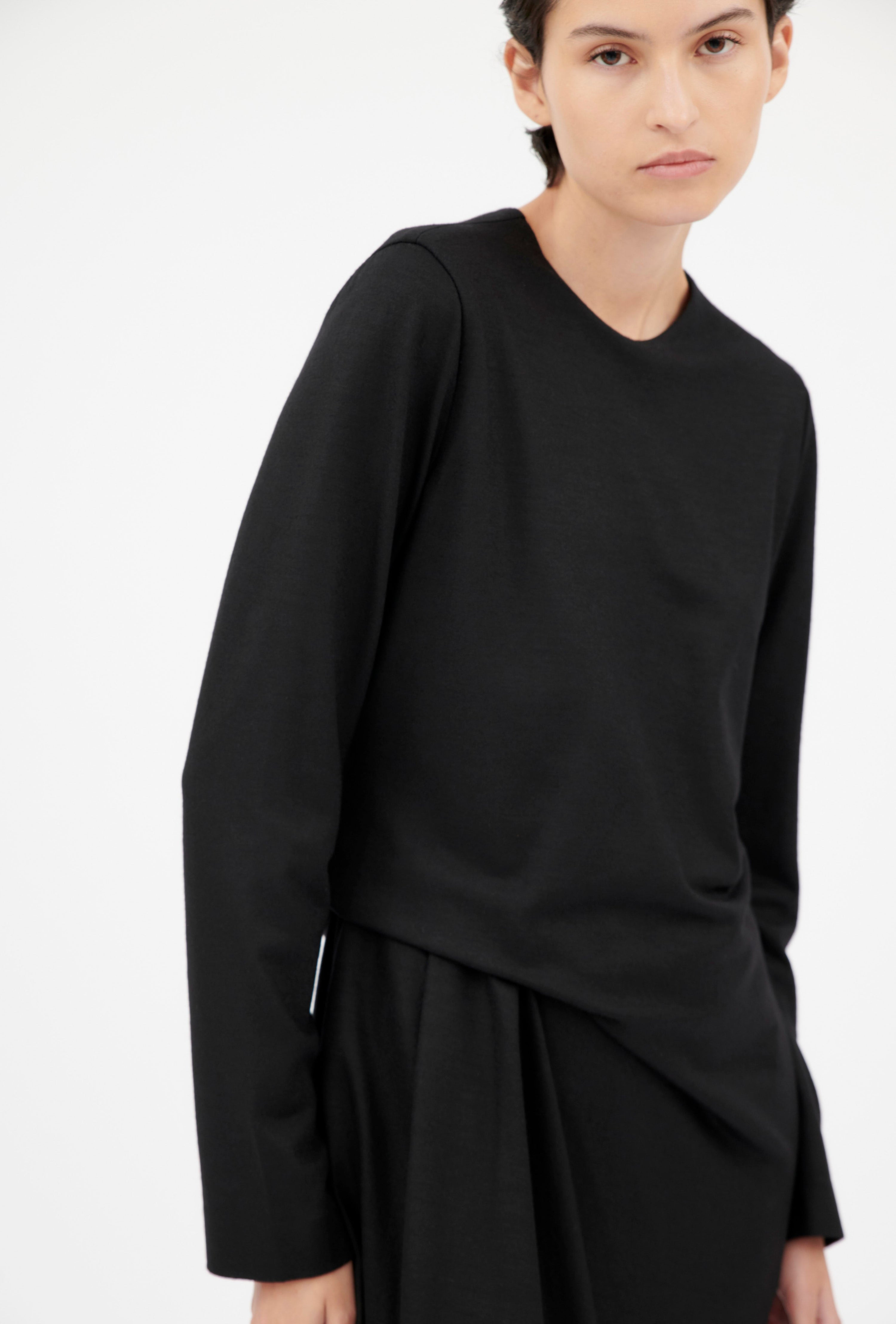 Light Wool Jersey Kleid, Jet Black