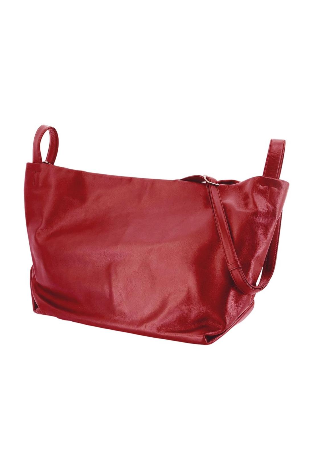 Umhängetasche „Tulip L“ – YOHJI YAMAMOTO – Leder – Bordeaux