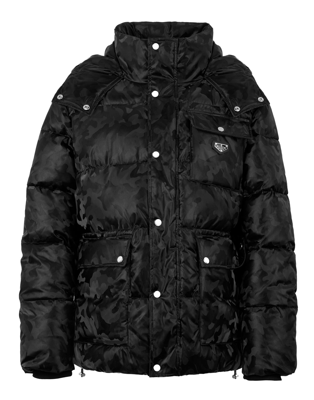Shiny Nylon Puffer Jacket Camouflage