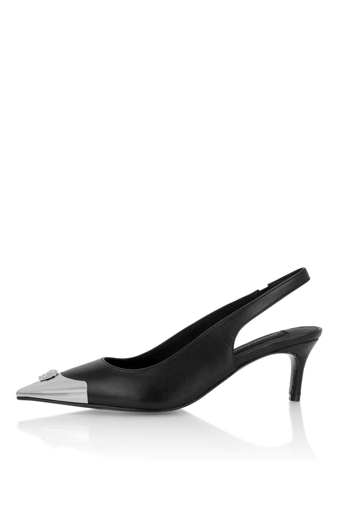 Philipp Plein Leather Slingback Shoes Skull Toe, Schuhe