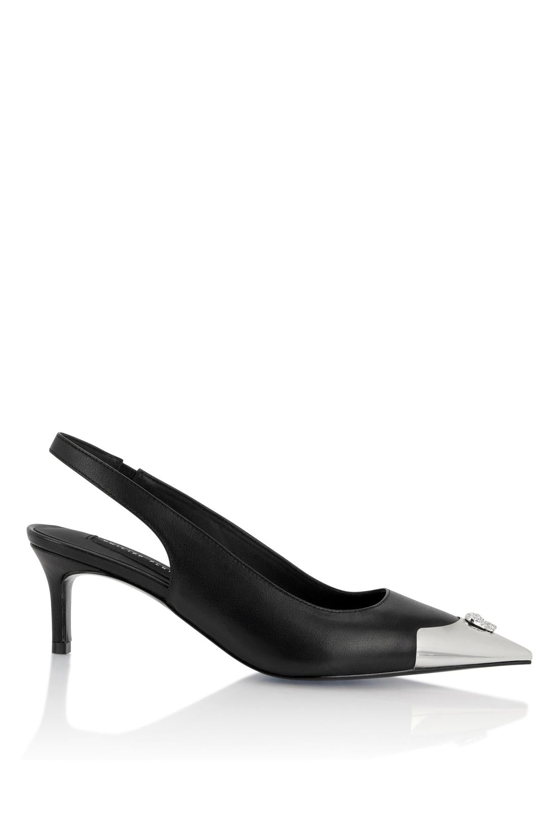 Philipp Plein Leather Slingback Shoes Skull Toe, Schuhe