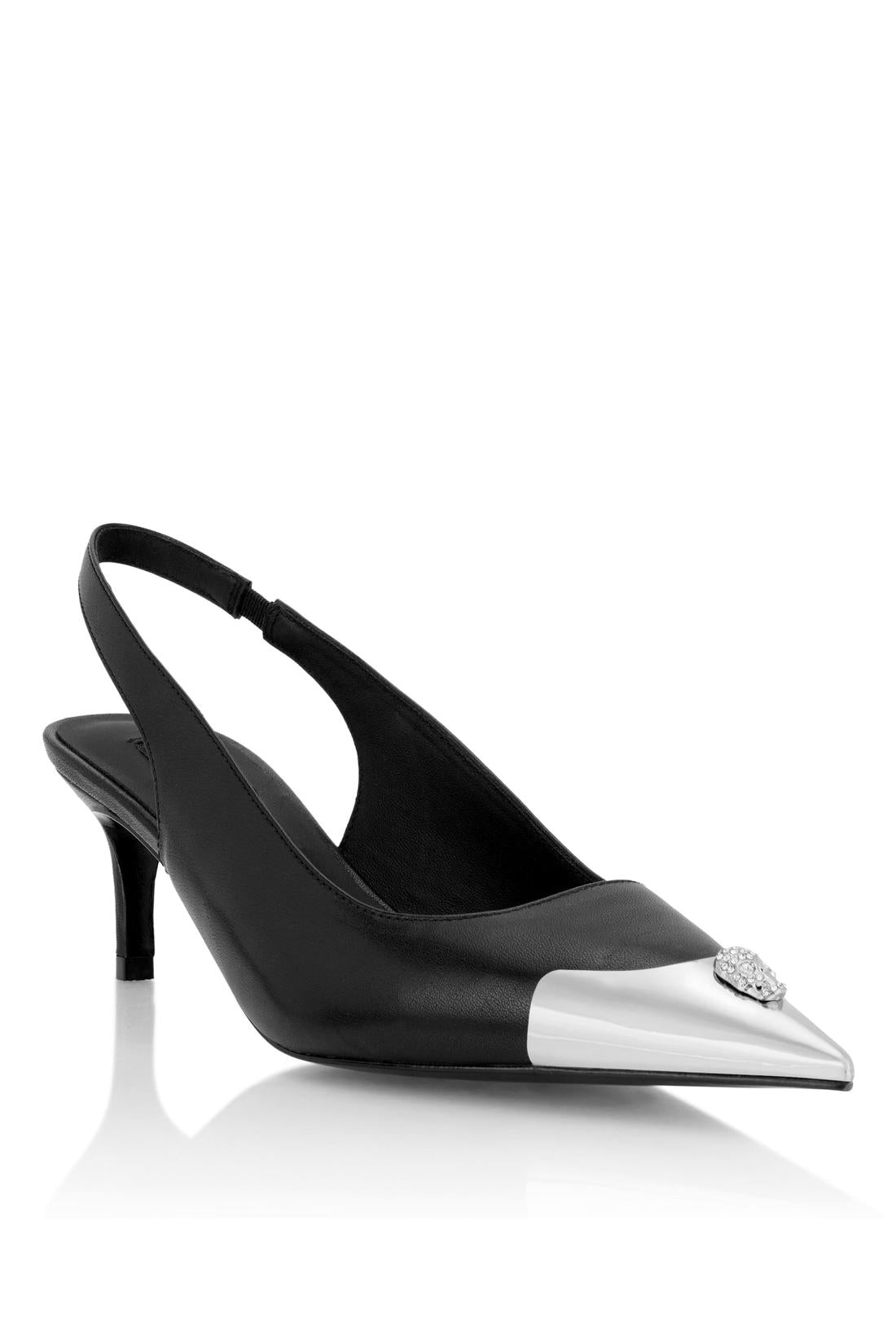 Philipp Plein Leather Slingback Shoes Skull Toe, Schuhe