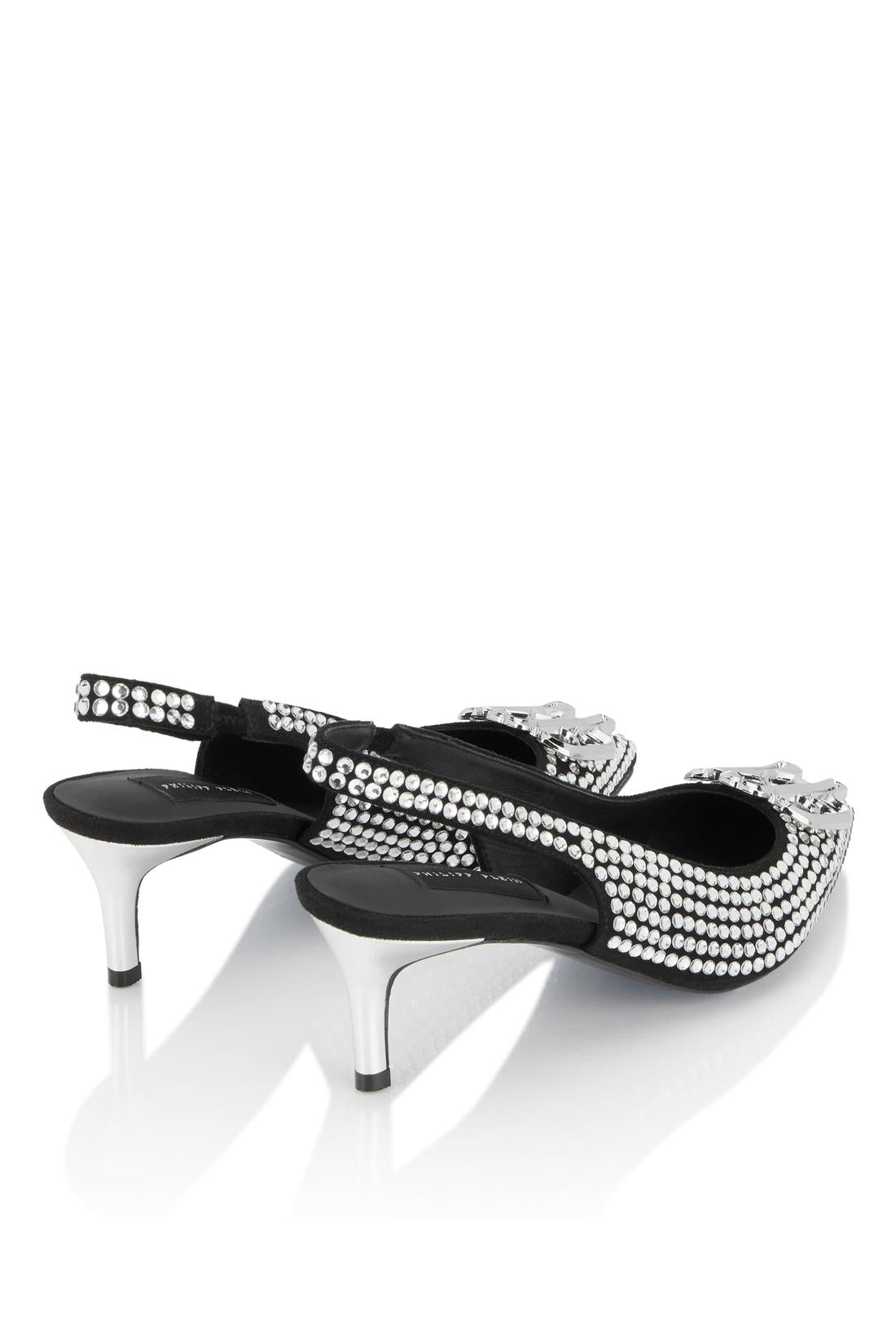 Philipp Plein Suede Strass Slingback Shoes H55 Gothic, Schuhe