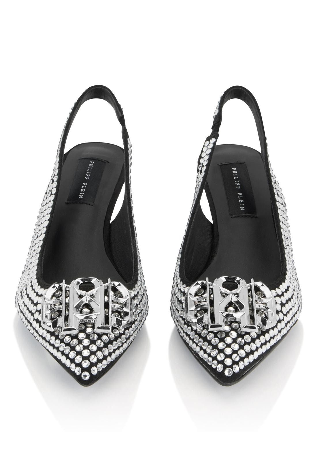 Philipp Plein Suede Strass Slingback Shoes H55 Gothic, Schuhe