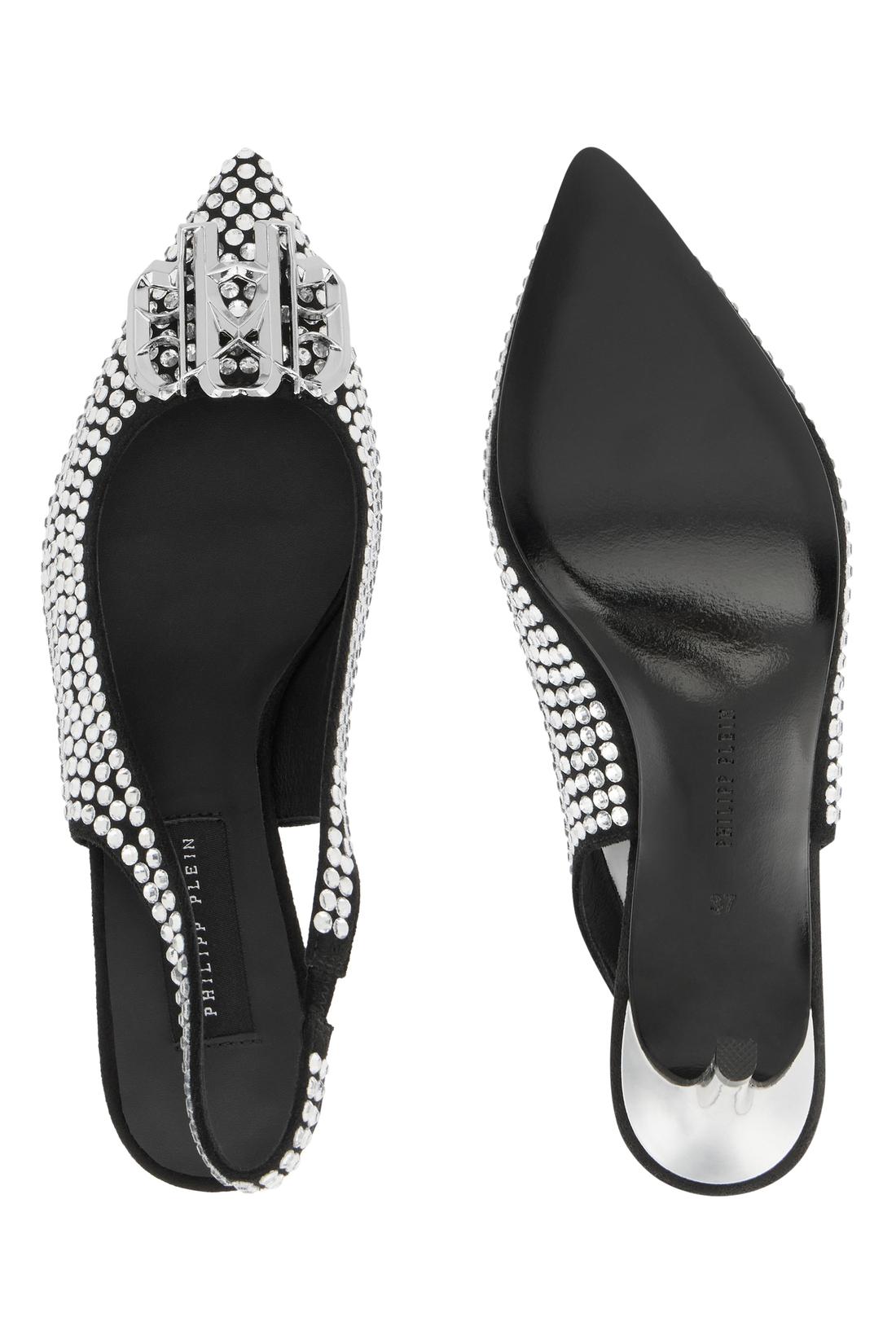 Philipp Plein Suede Strass Slingback Shoes H55 Gothic, Schuhe