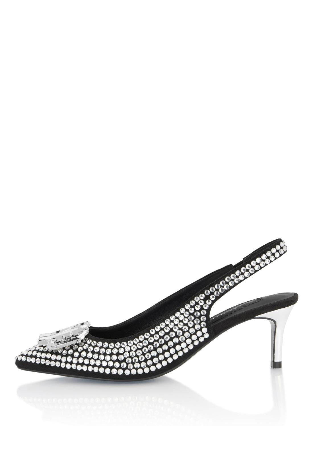 Philipp Plein Suede Strass Slingback Shoes H55 Gothic, Schuhe