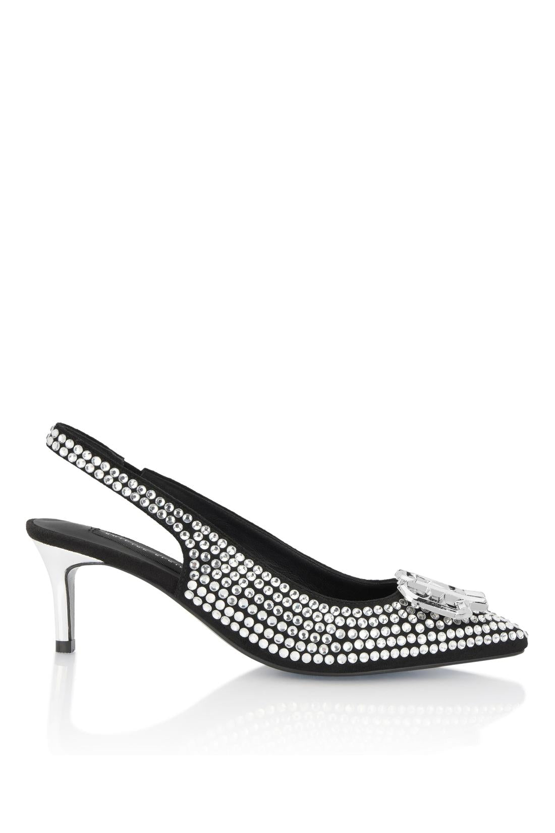 Philipp Plein Suede Strass Slingback Shoes H55 Gothic, Schuhe