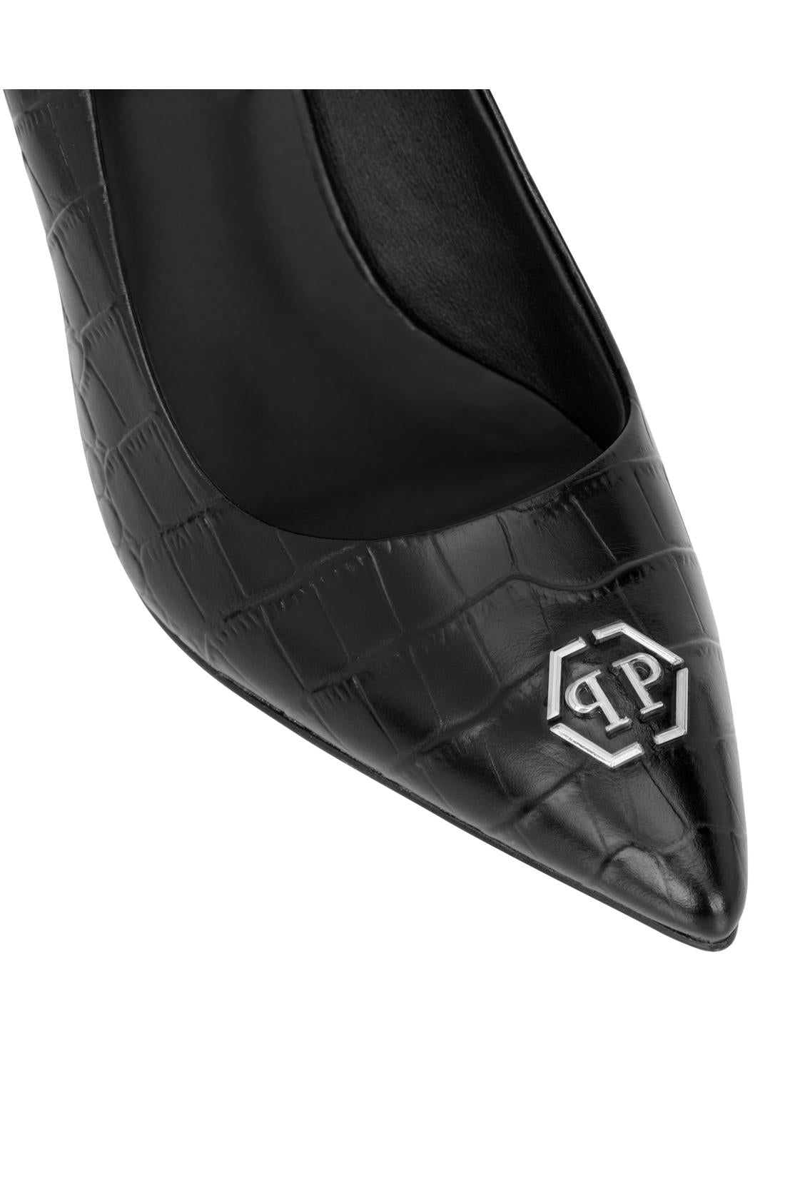 Philipp Plein Leather Decollete Pump H85 Cocco Print Hexagon, Schuhe