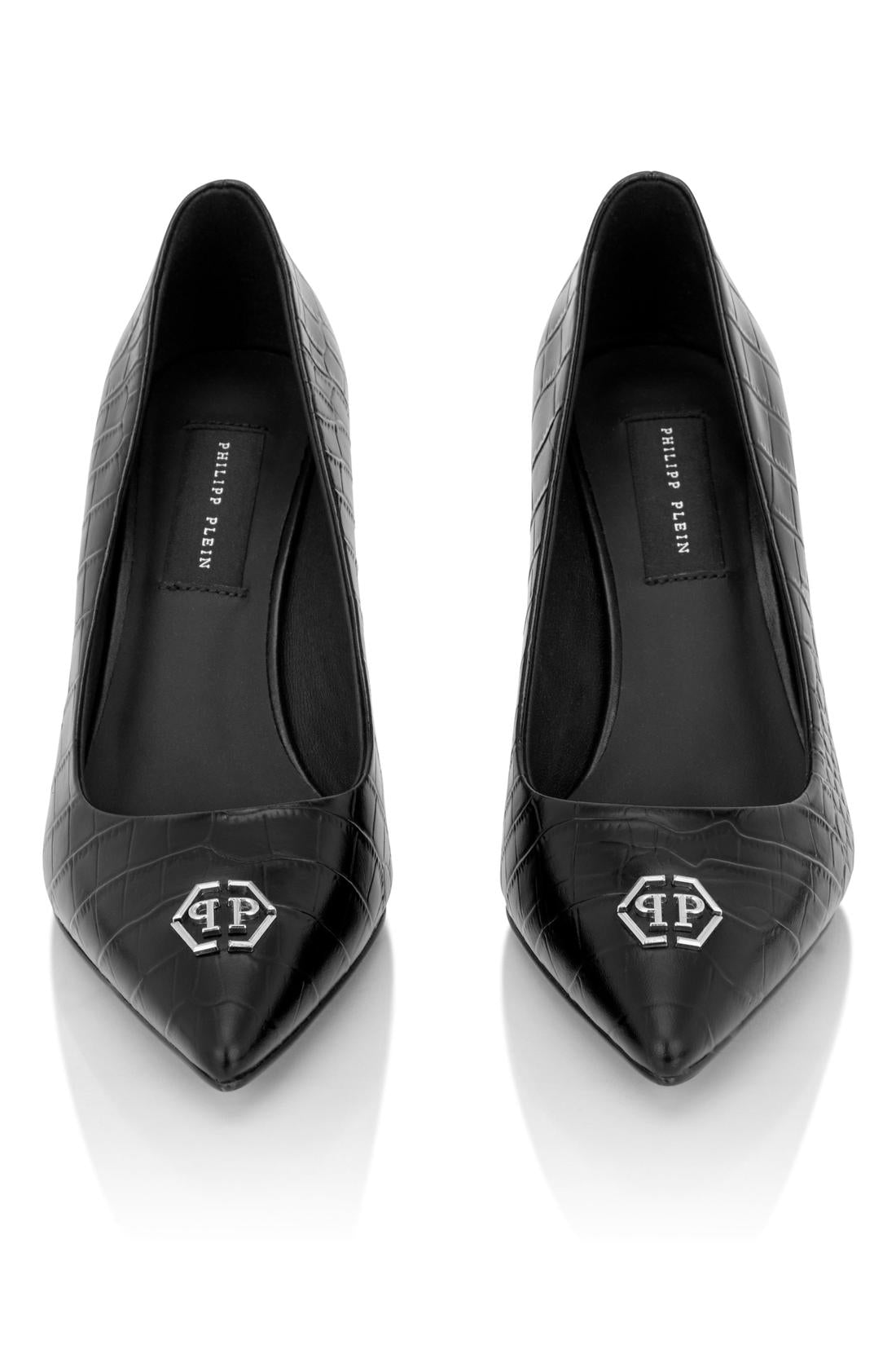 Philipp Plein Leather Decollete Pump H85 Cocco Print Hexagon, Schuhe