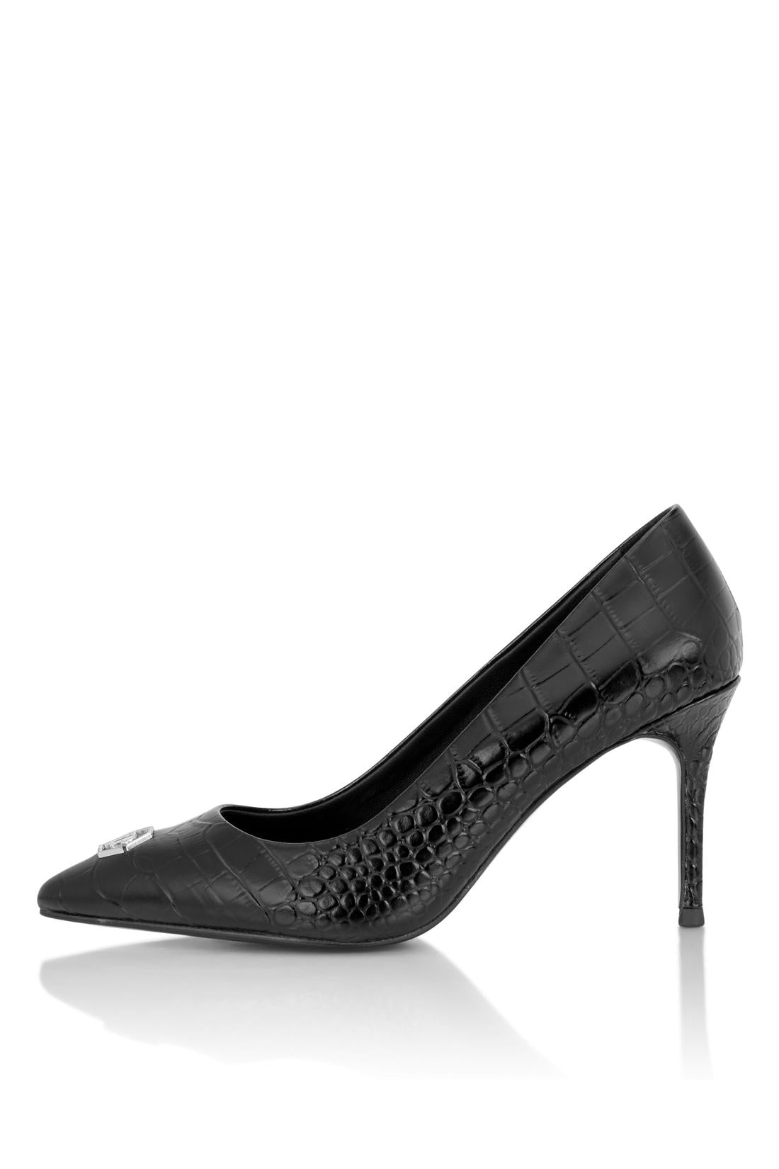 Philipp Plein Leather Decollete Pump H85 Cocco Print Hexagon, Schuhe