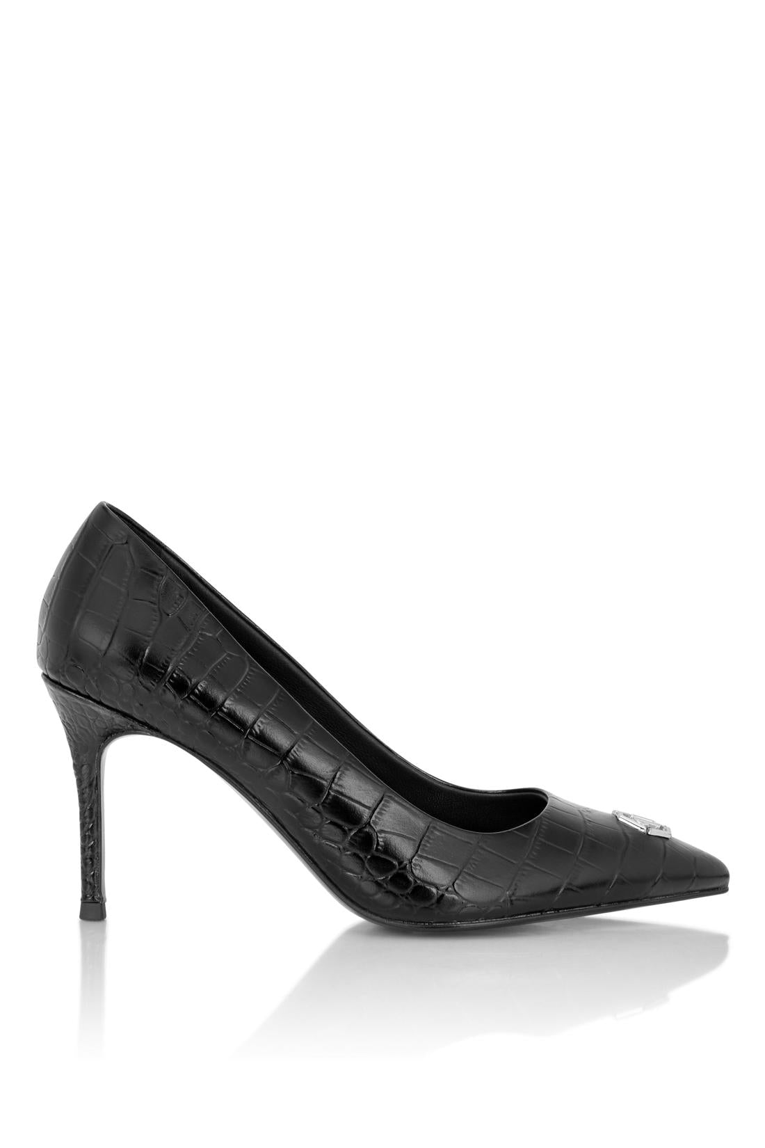 Philipp Plein Leather Decollete Pump H85 Cocco Print Hexagon, Schuhe
