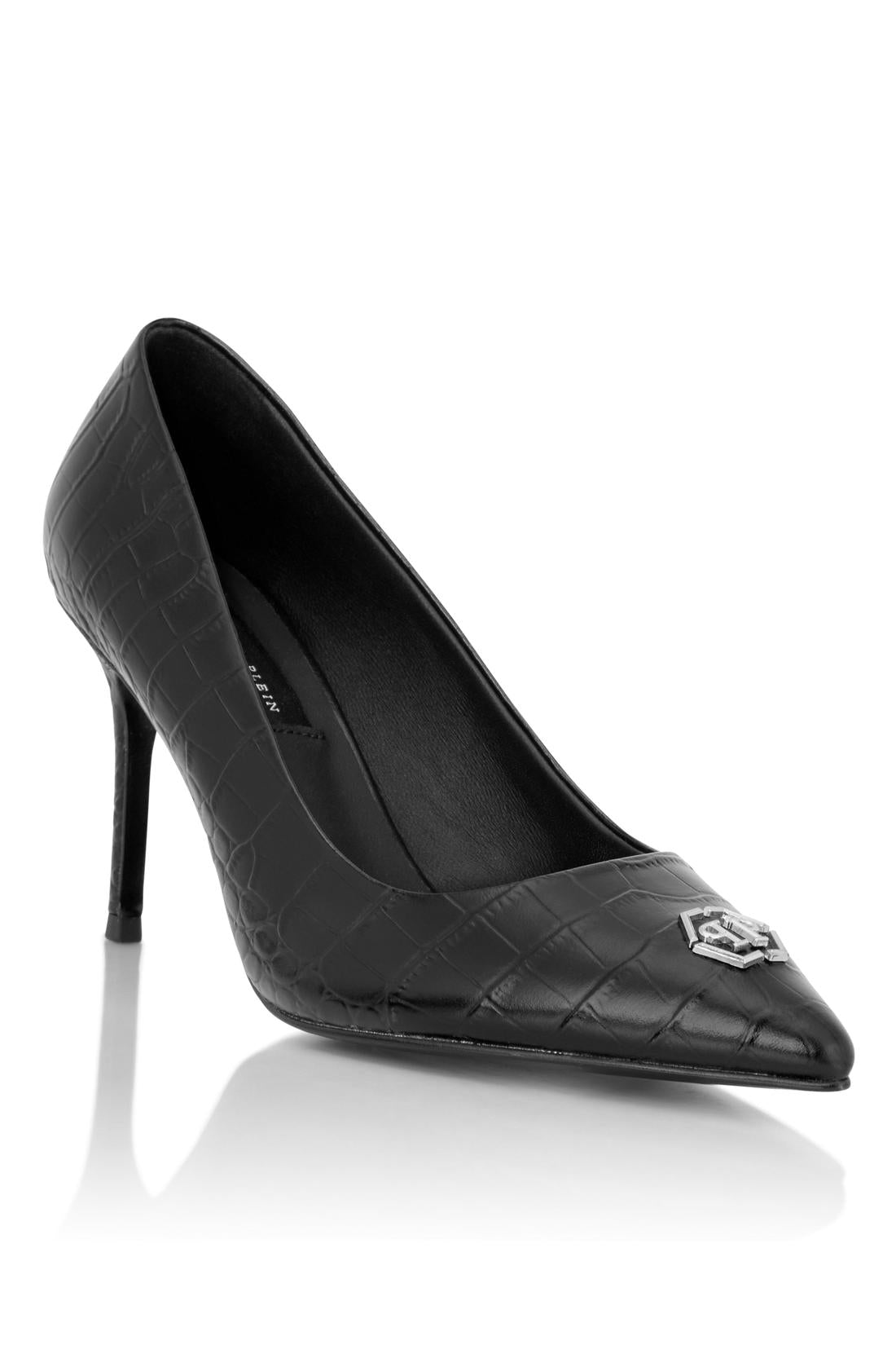 Philipp Plein Leather Decollete Pump H85 Cocco Print Hexagon, Schuhe