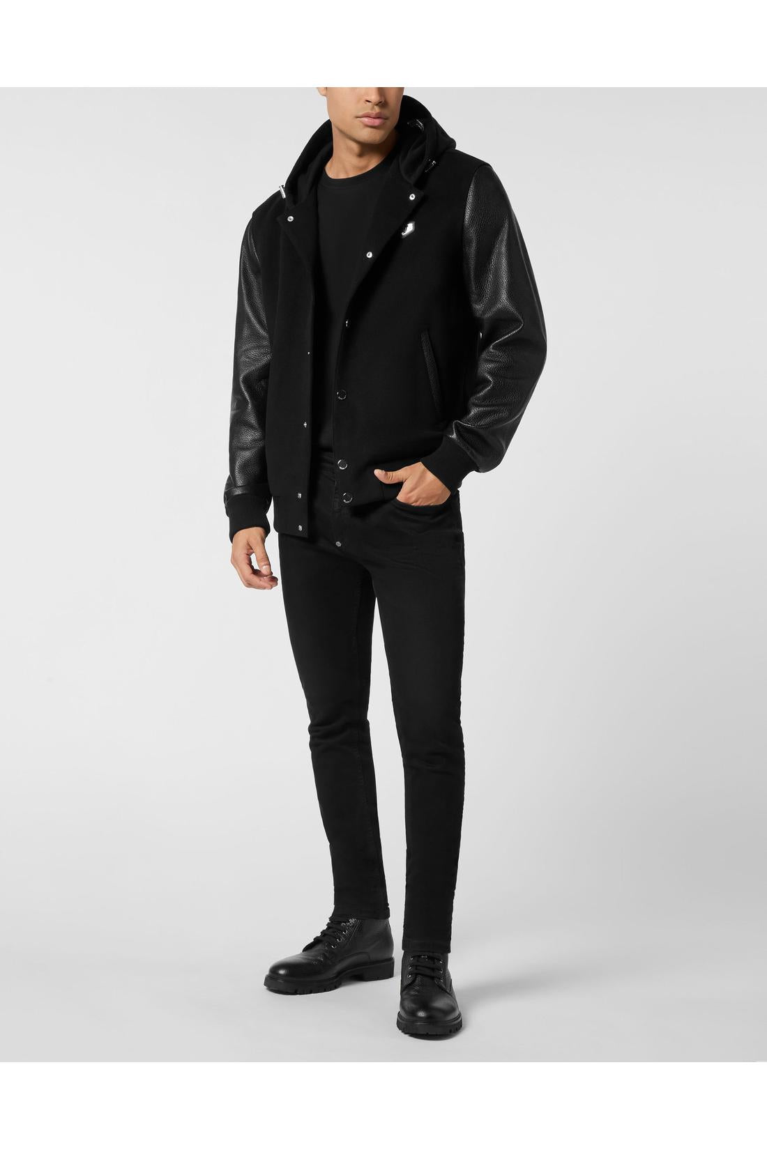 Philipp Plein Hooded Varsity Bomber Jacket, Jacken & Mäntel