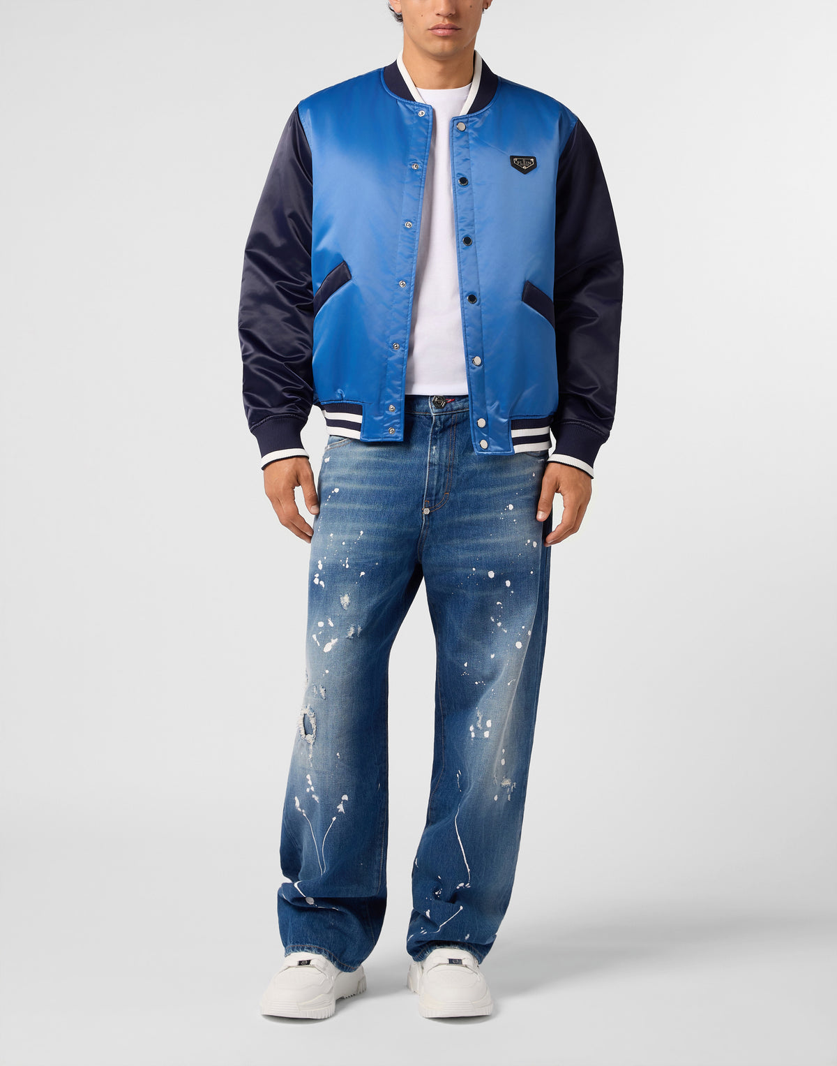 Satin College Bomber Plein Logo