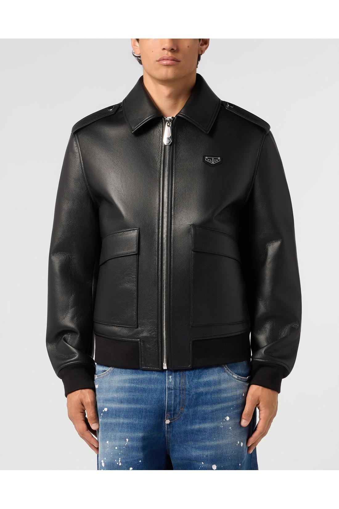 Philipp Plein Eco Leather Aviator Jacket, Jacken & Mäntel