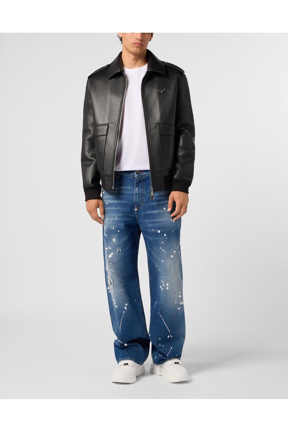 Philipp Plein Eco Leather Aviator Jacket, Jacken & Mäntel