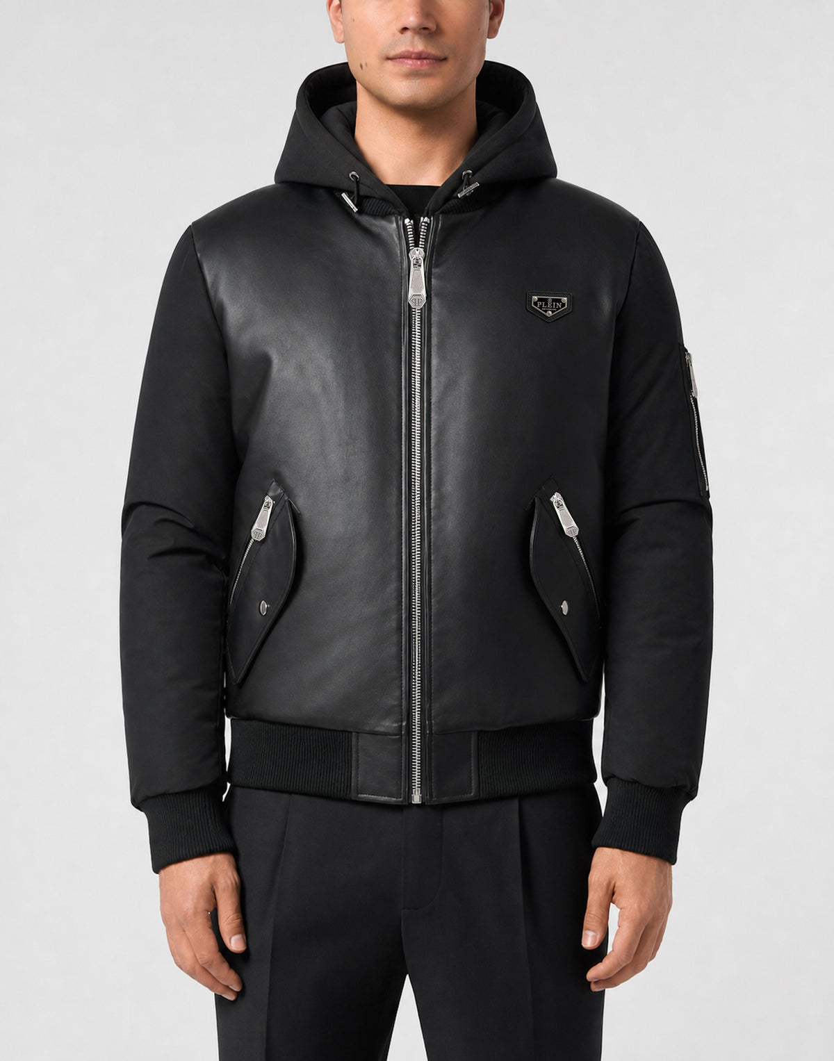 Eco Leather Nylon Bomber