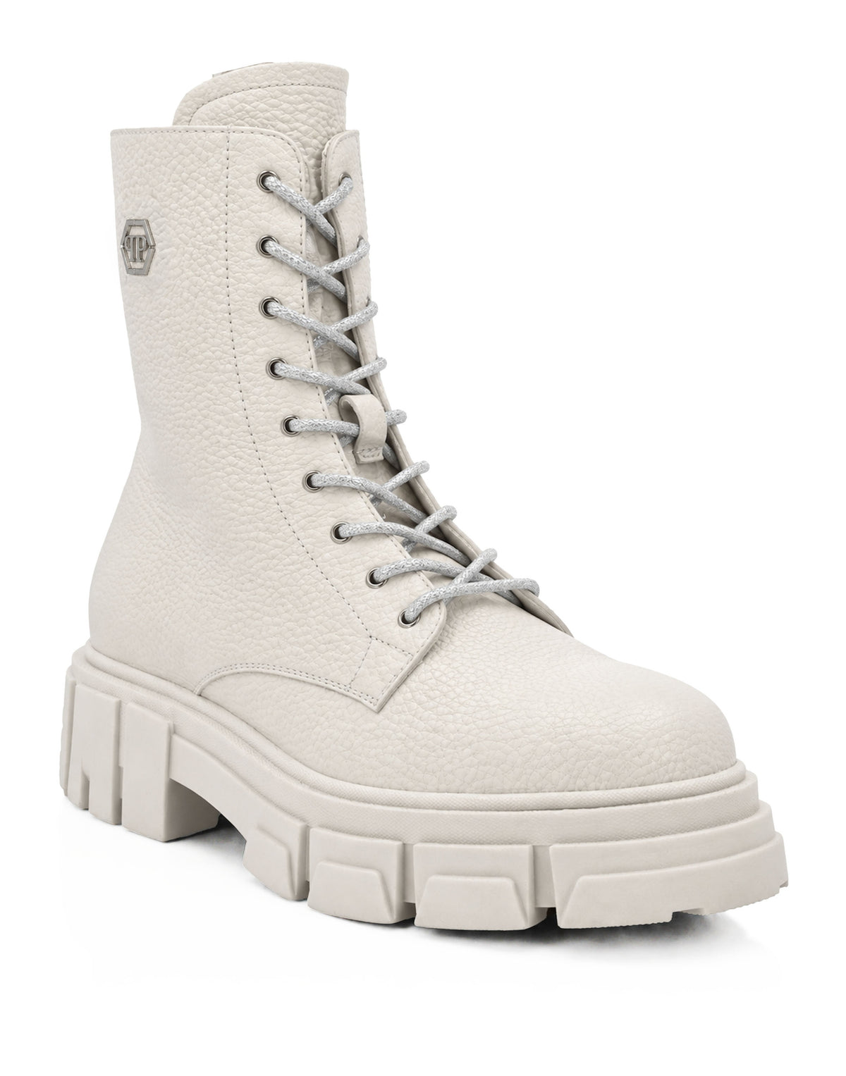 Leather Boots Deer Print Laces Strass