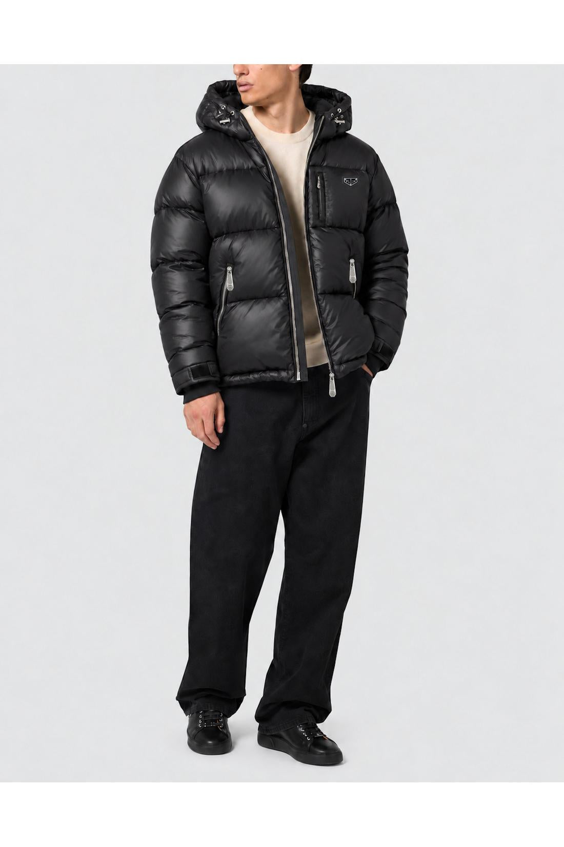 Philipp Plein Shiny Nylon Puffer Jacket, Jacken & Mäntel