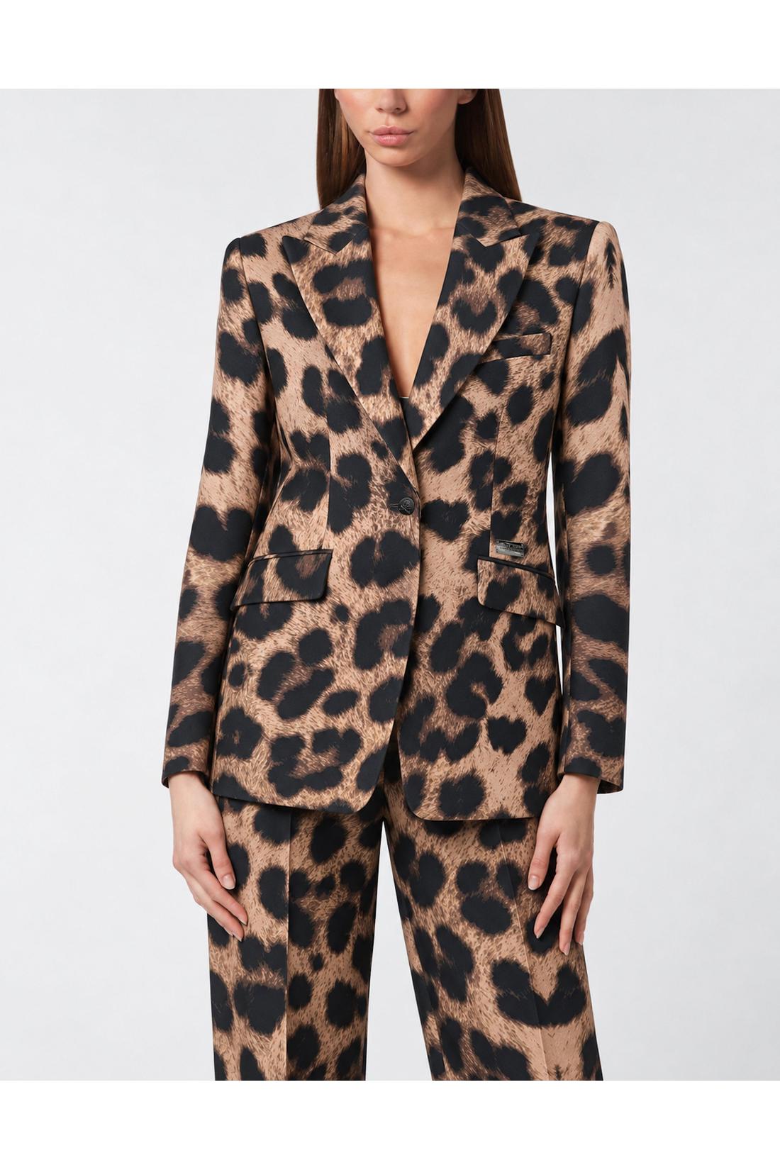 Leopard Blazer Single Breasted Fit