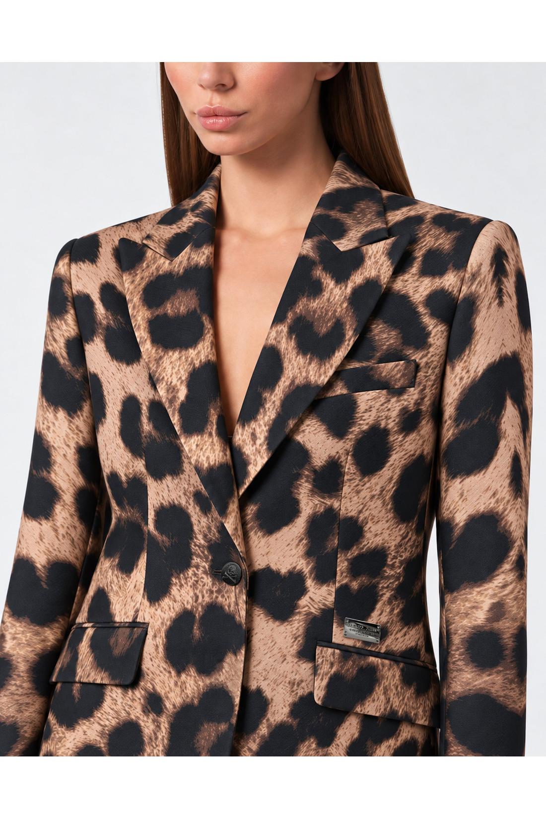 Leopard Blazer Single Breasted Fit