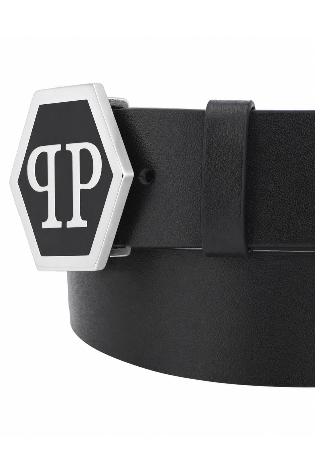 Philipp Plein Leather Belt Hexagon, Accessoires