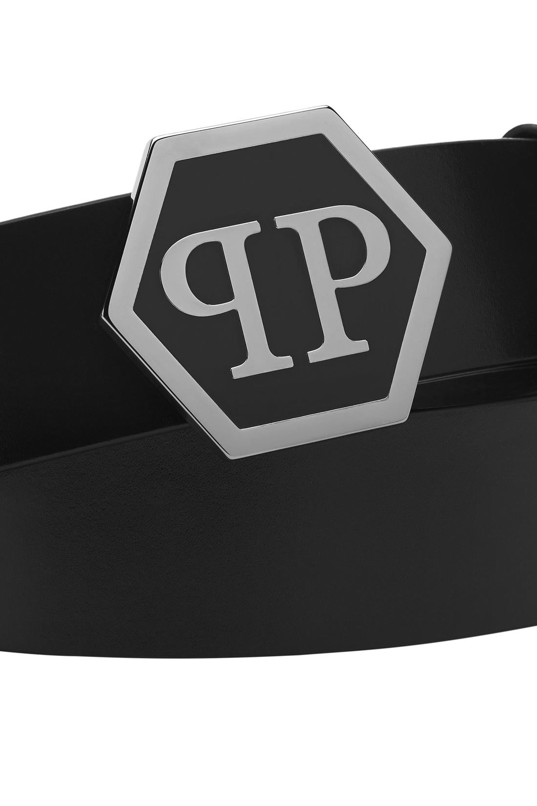Philipp Plein Leather Belt Hexagon, Accessoires