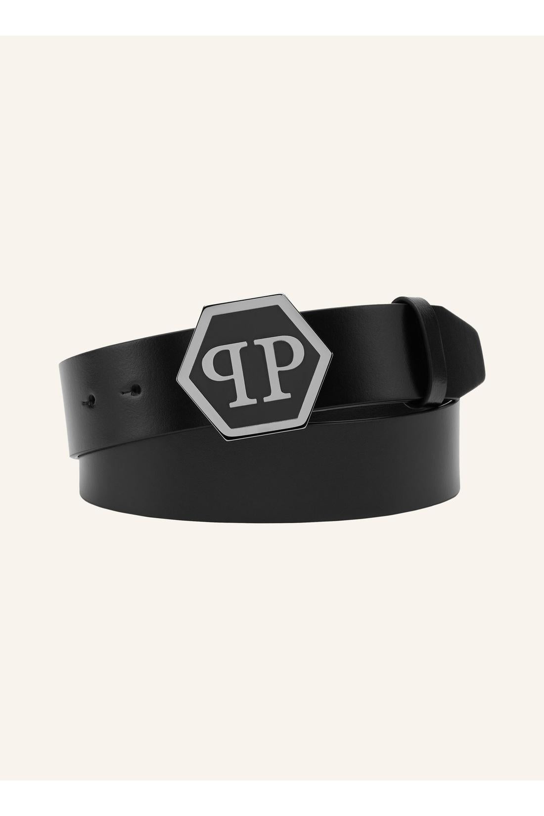 Philipp Plein Leather Belt Hexagon, Accessoires