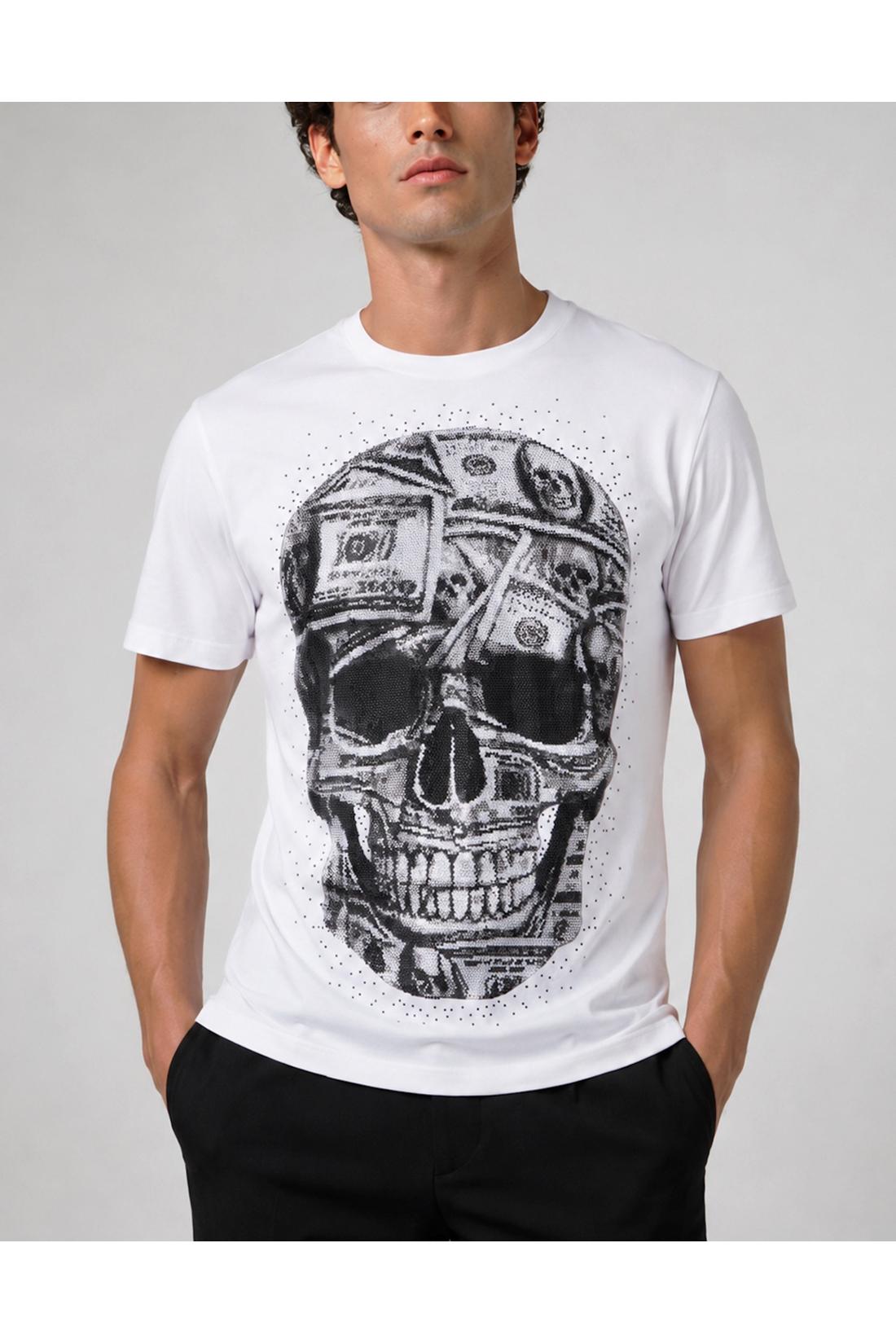 Philipp Plein Jersey Round Neck T-Shirt SS Skull Dollar Stones, Shirts