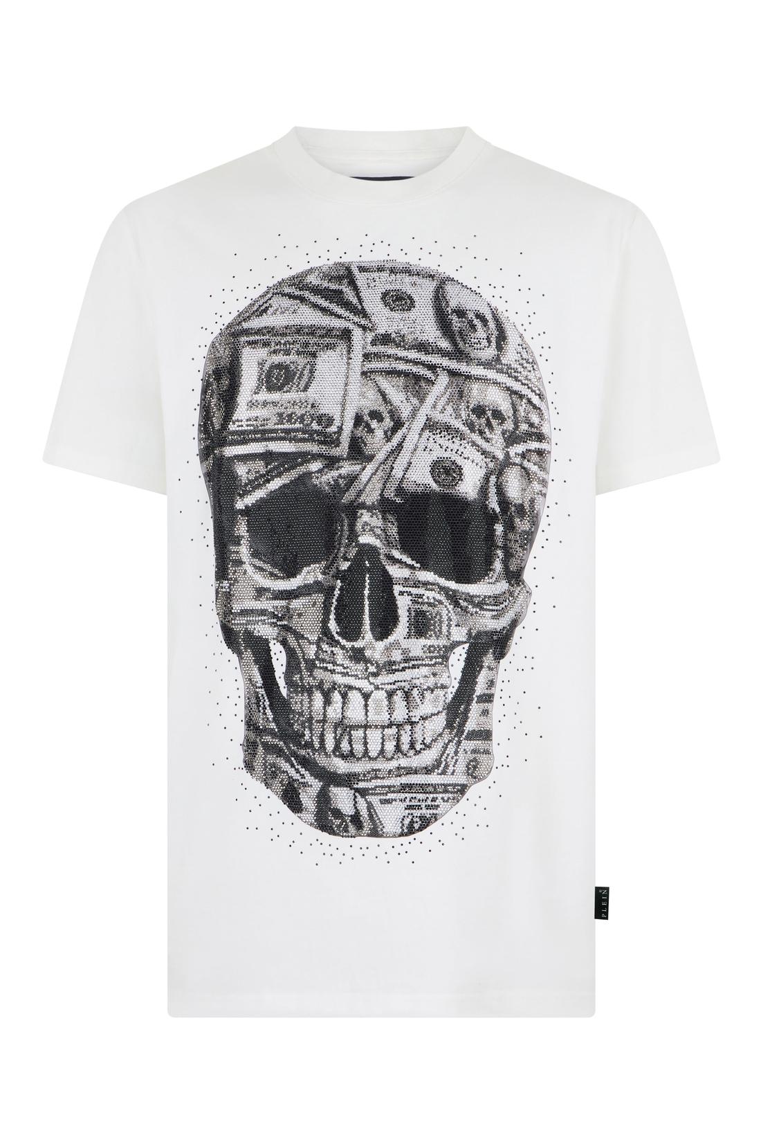 Philipp Plein Jersey Round Neck T-Shirt SS Skull Dollar Stones, Shirts