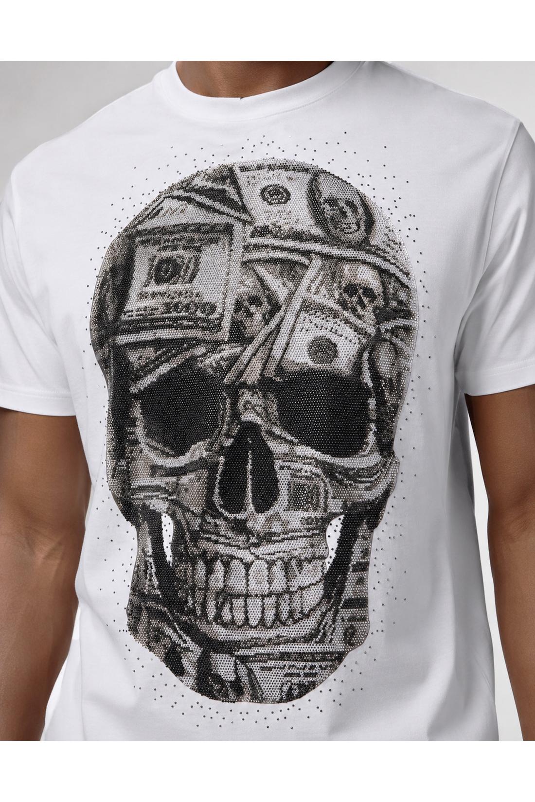 Philipp Plein Jersey Round Neck T-Shirt SS Skull Dollar Stones, Shirts