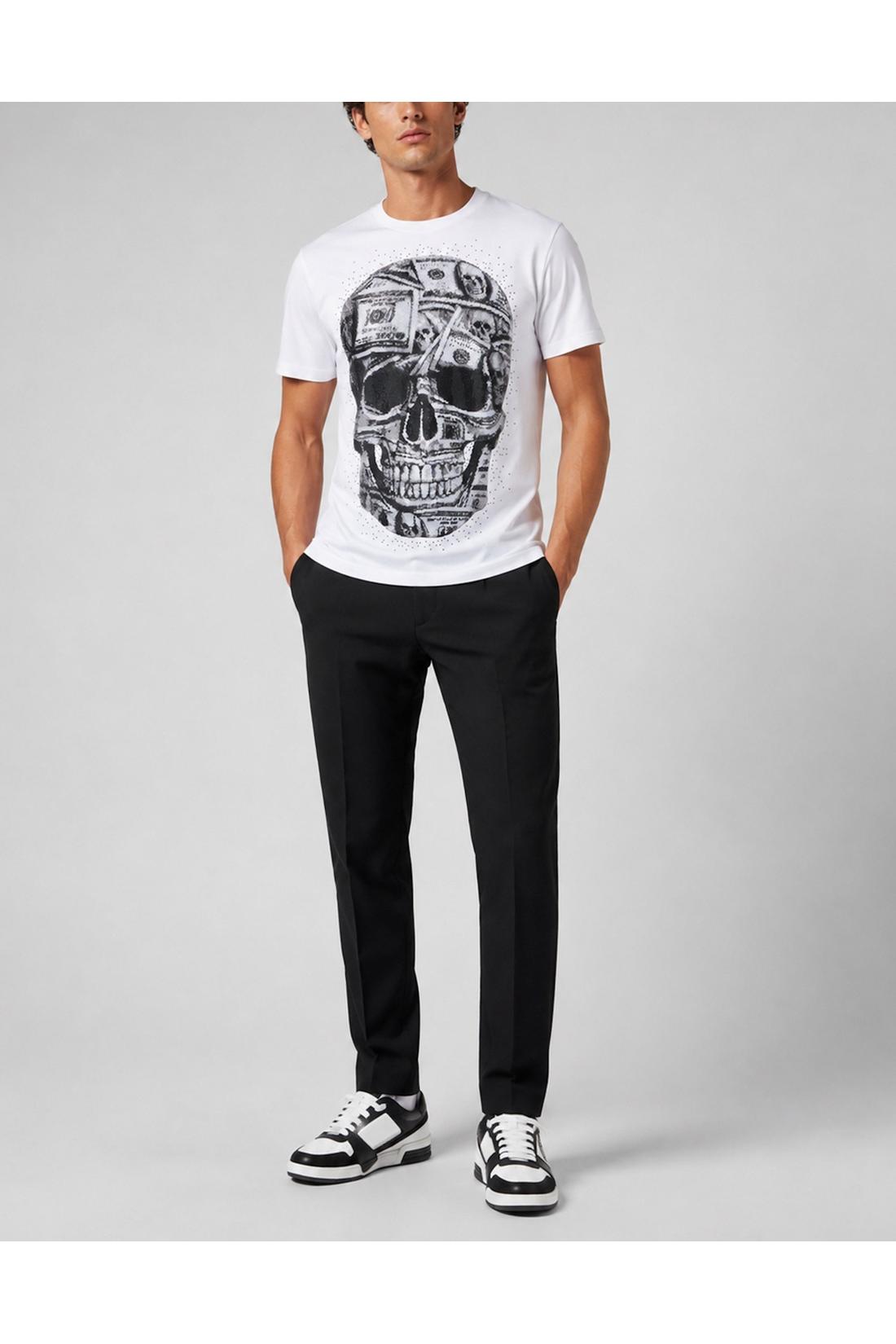 Philipp Plein Jersey Round Neck T-Shirt SS Skull Dollar Stones, Shirts