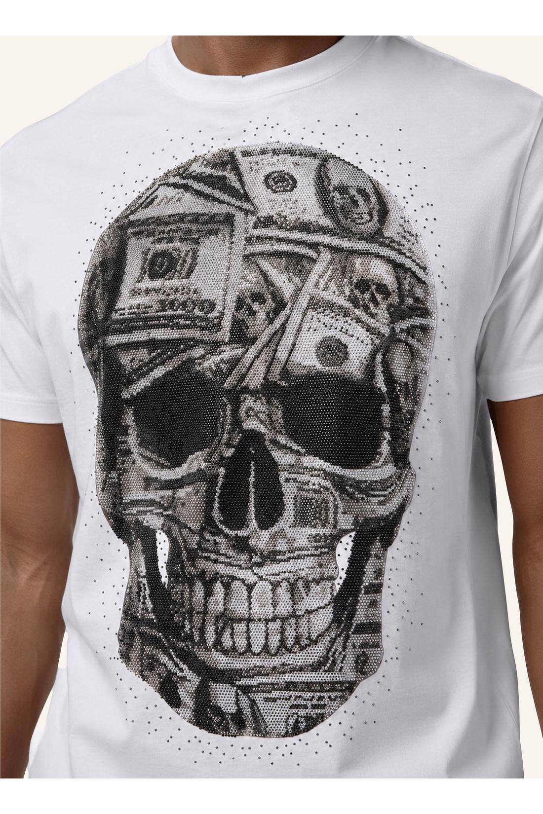 Philipp Plein Jersey Round Neck T-Shirt SS Skull Dollar Stones, Shirts