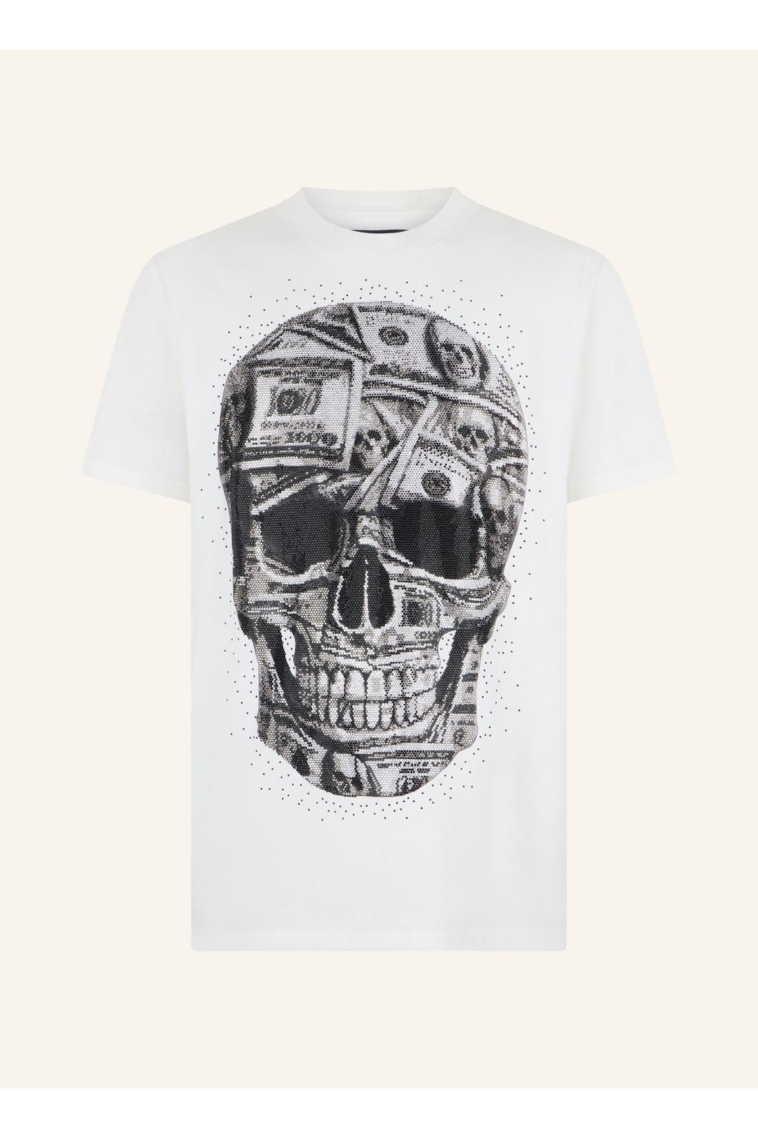 Philipp Plein Jersey Round Neck T-Shirt SS Skull Dollar Stones, Shirts