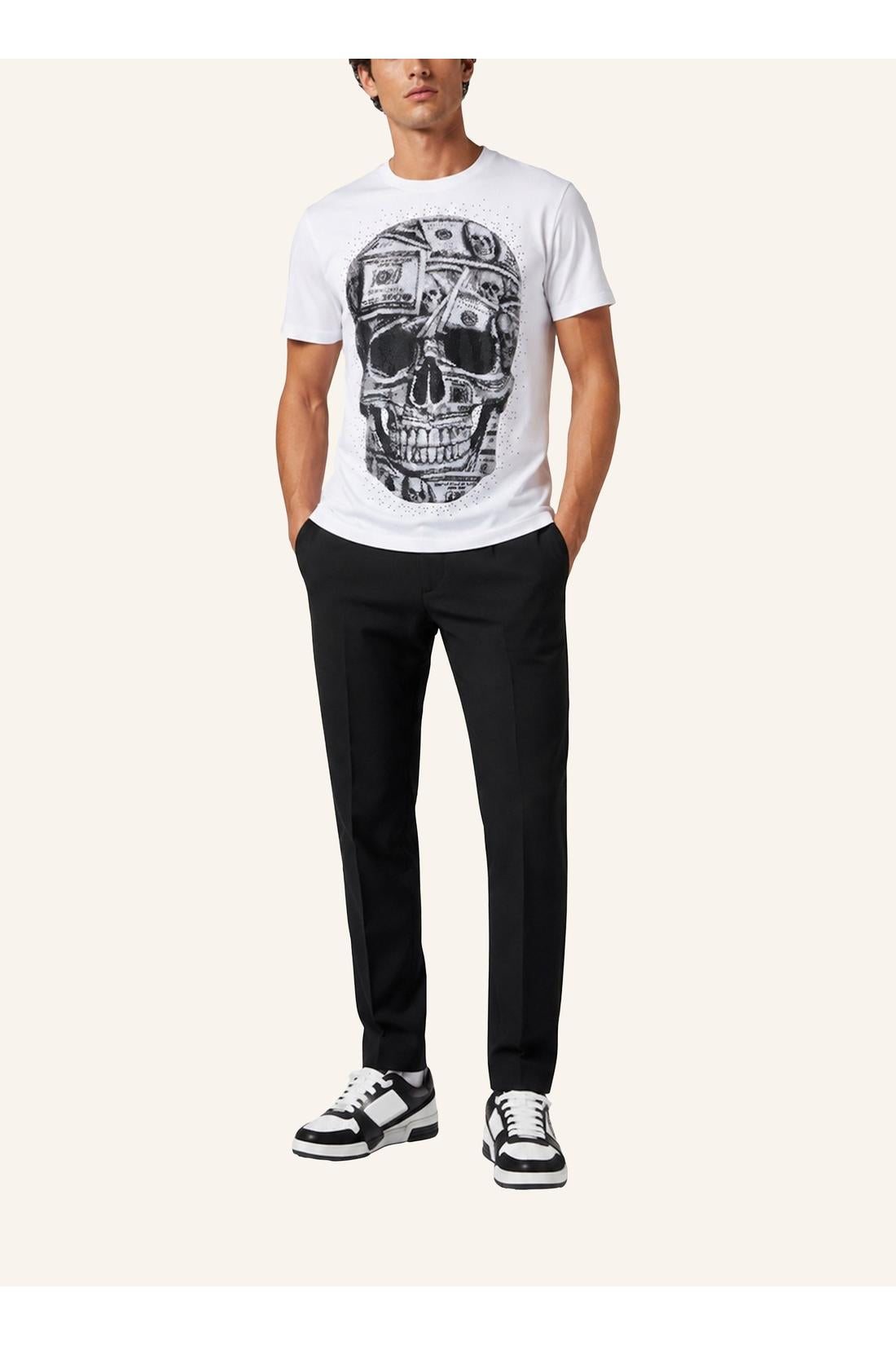 Philipp Plein Jersey Round Neck T-Shirt SS Skull Dollar Stones, Shirts