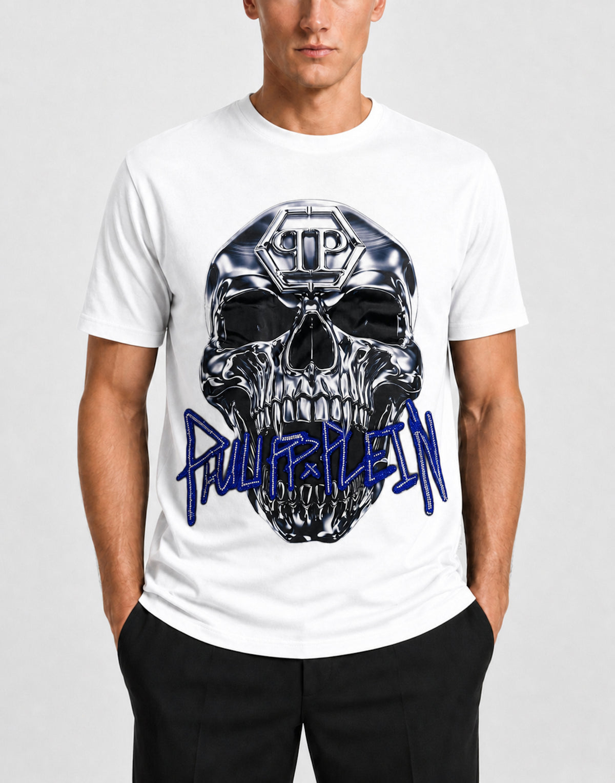 Philipp Plein Jersey T-Shirt Skull Metallic Neon, Shirts