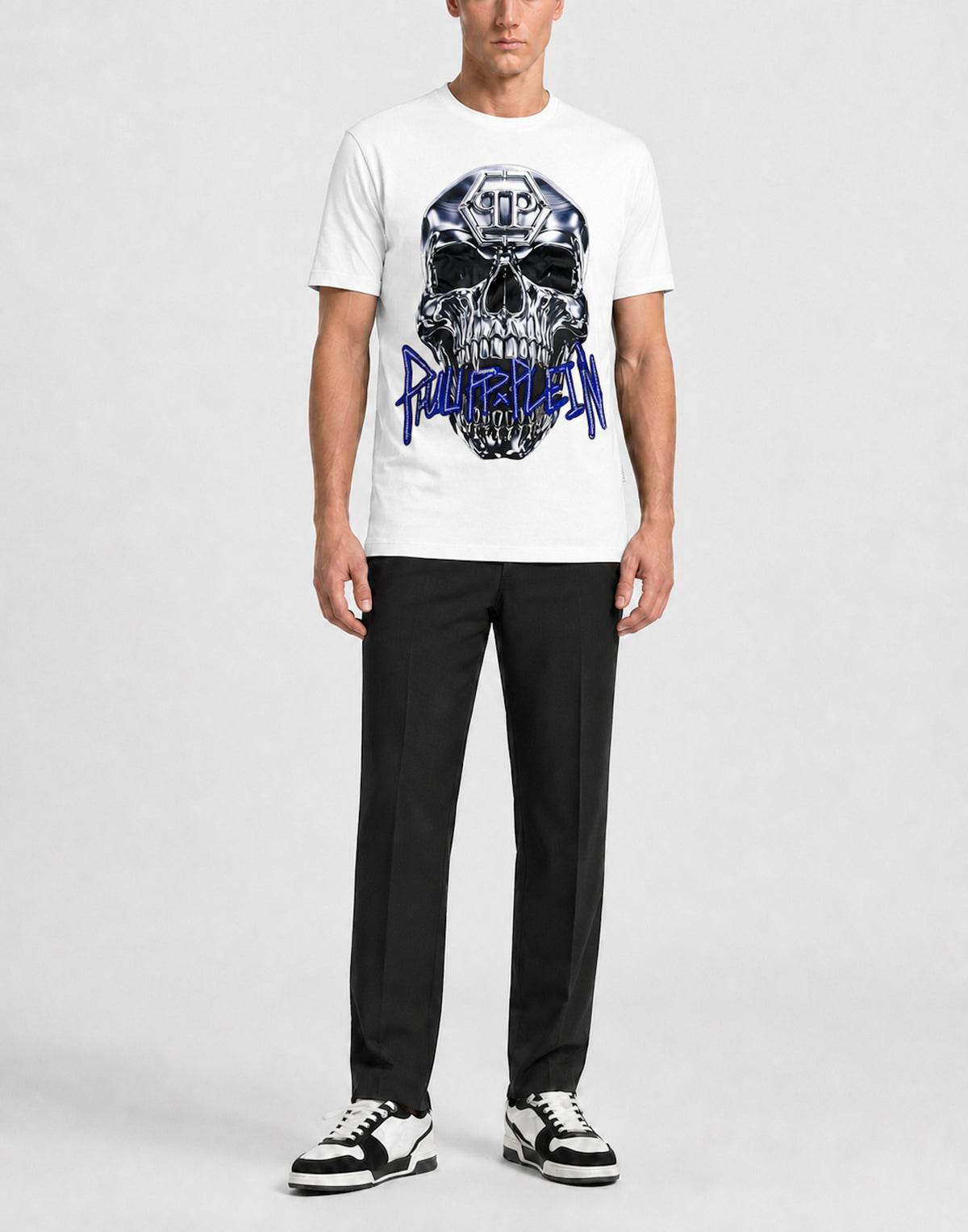Philipp Plein Jersey T-Shirt Skull Metallic Neon, Shirts