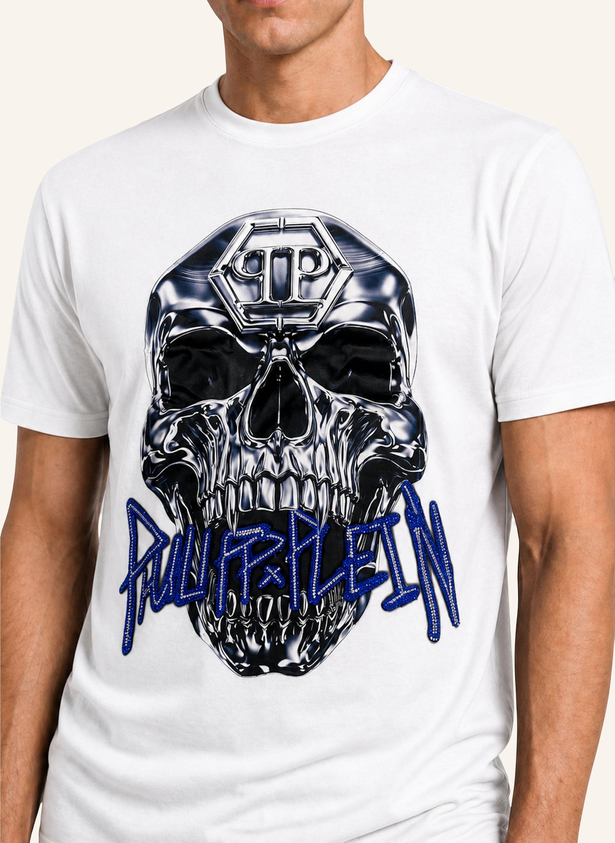 Philipp Plein Jersey T-Shirt Skull Metallic Neon, Shirts
