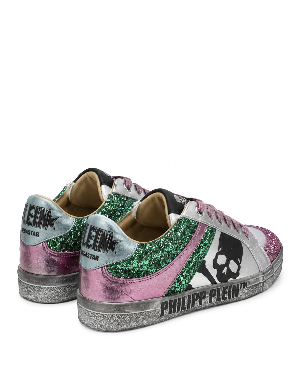 Nappa Leather Lo-Top Sneakers Glitter Skull