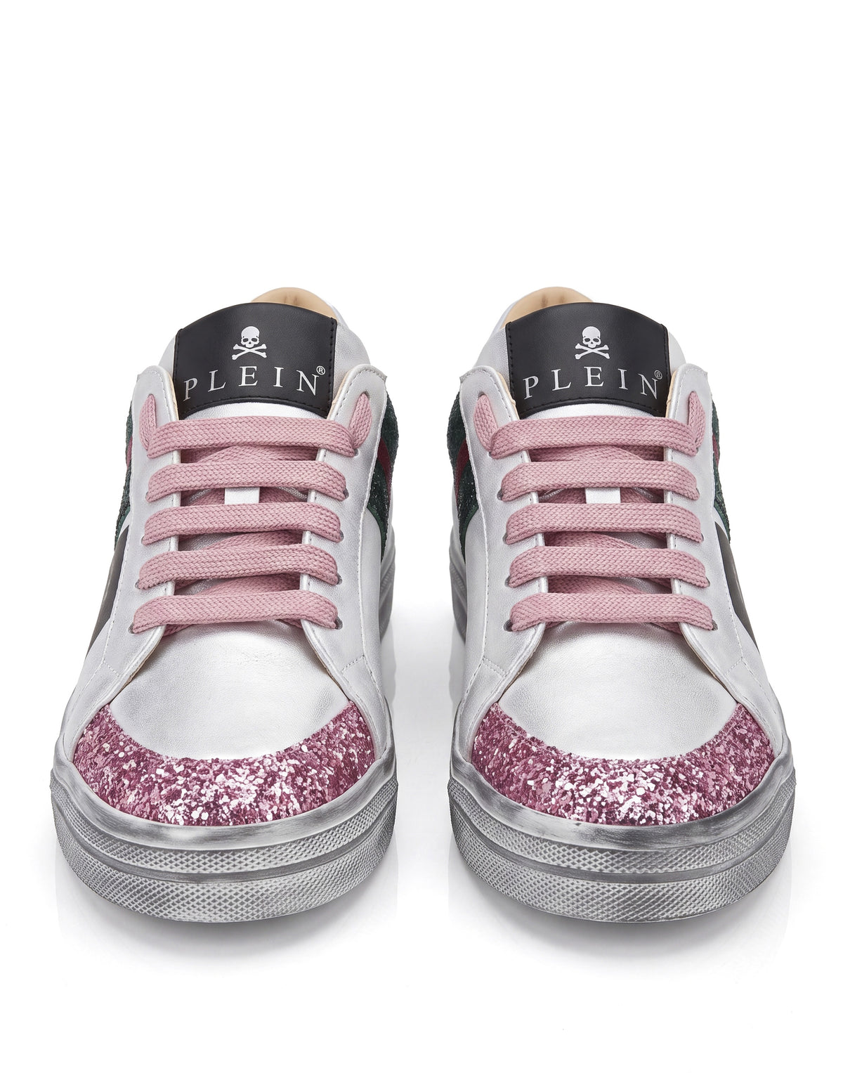 Nappa Leather Lo-Top Sneakers Glitter Skull