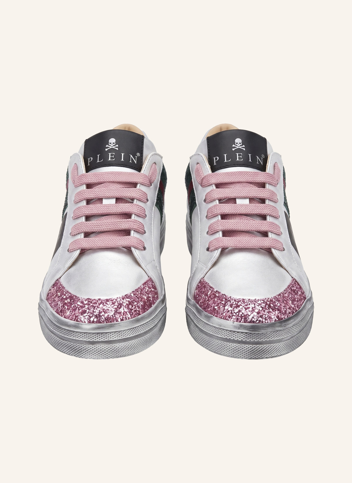 Nappa Leather Lo-Top Sneakers Glitter Skull