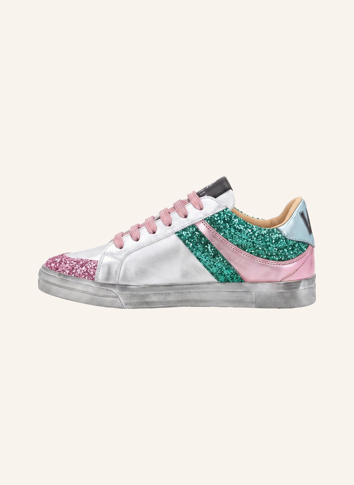 Nappa Leather Lo-Top Sneakers Glitter Skull