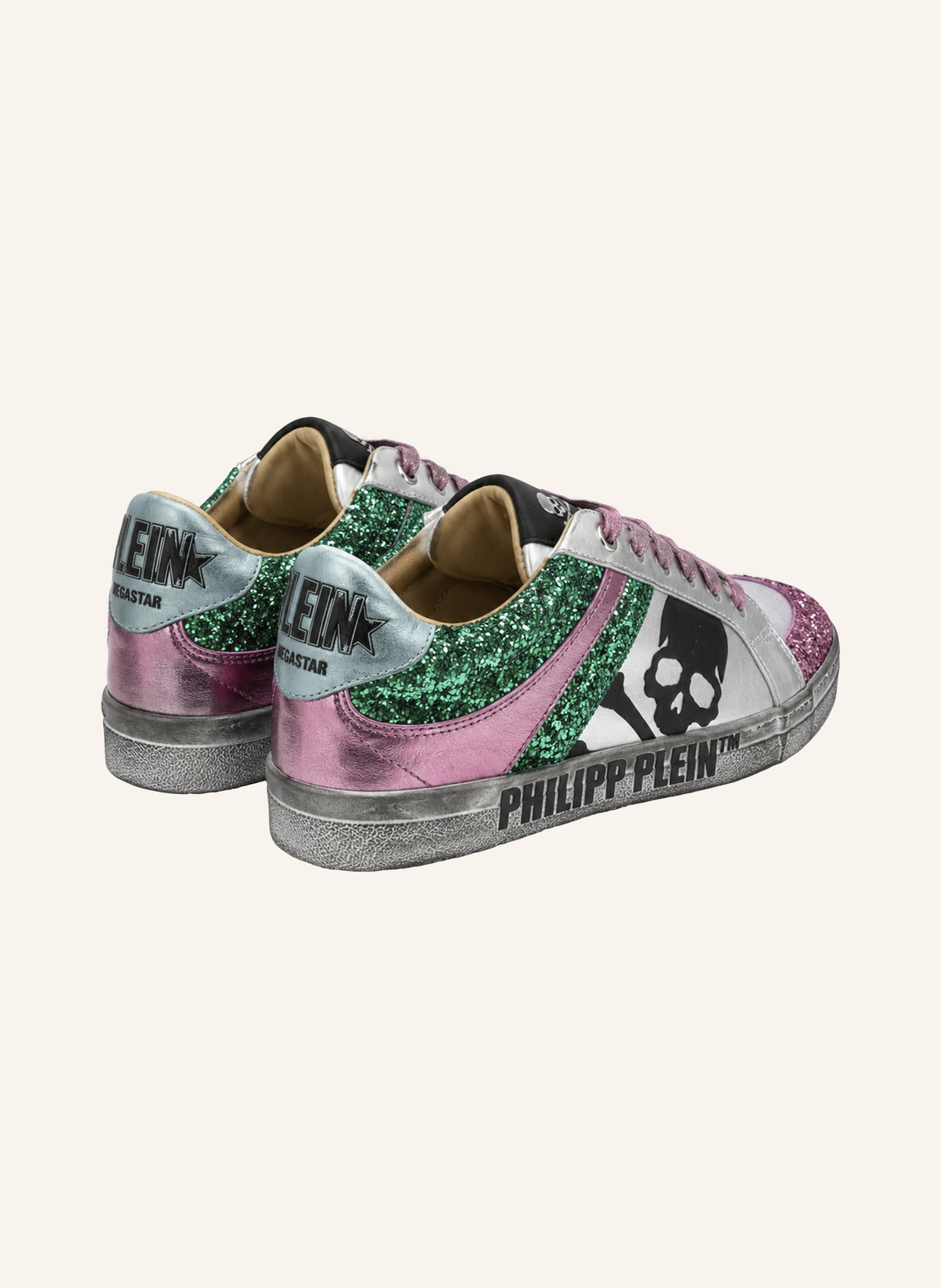 Nappa Leather Lo-Top Sneakers Glitter Skull