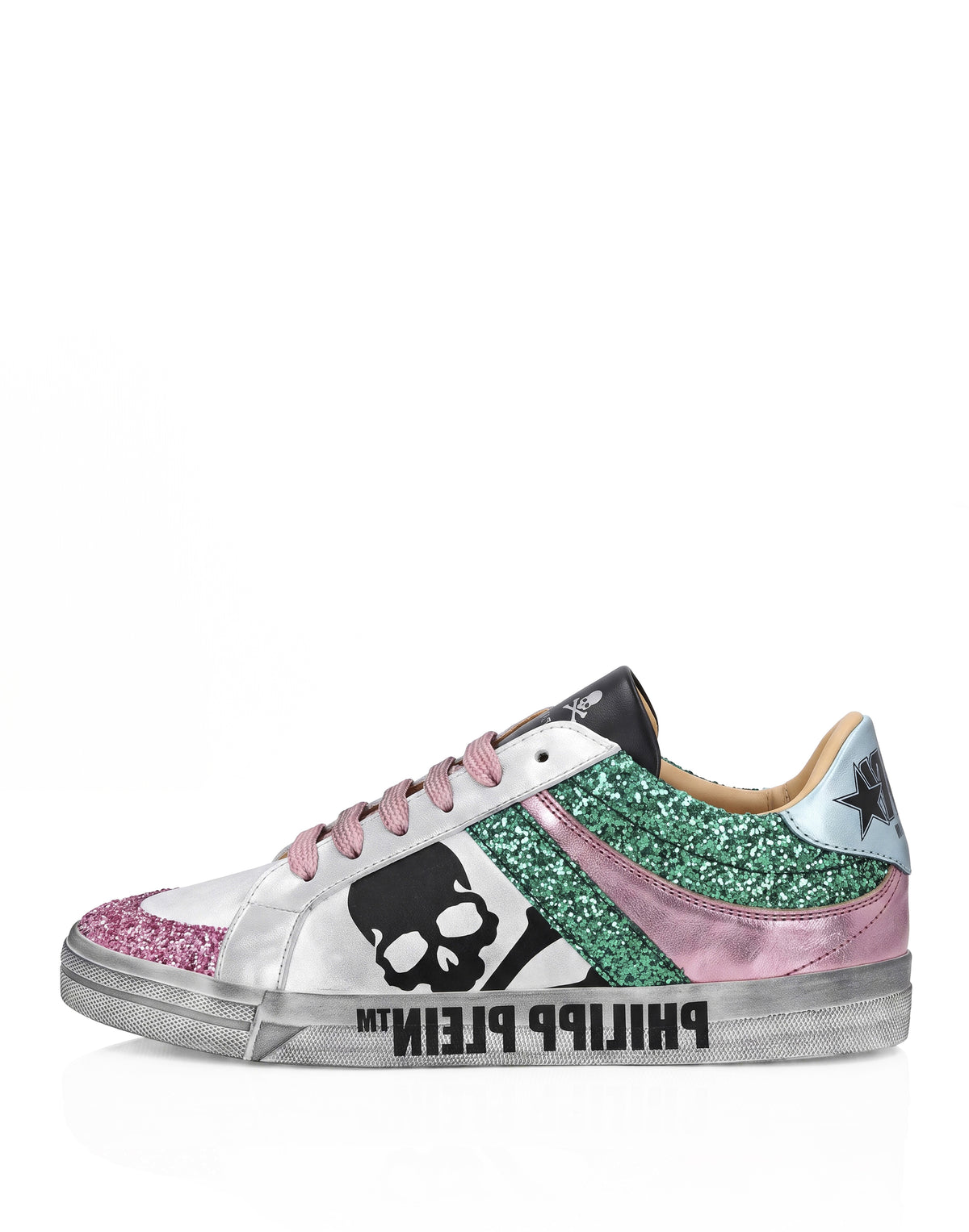 Nappa Leather Lo-Top Sneakers Glitter Skull
