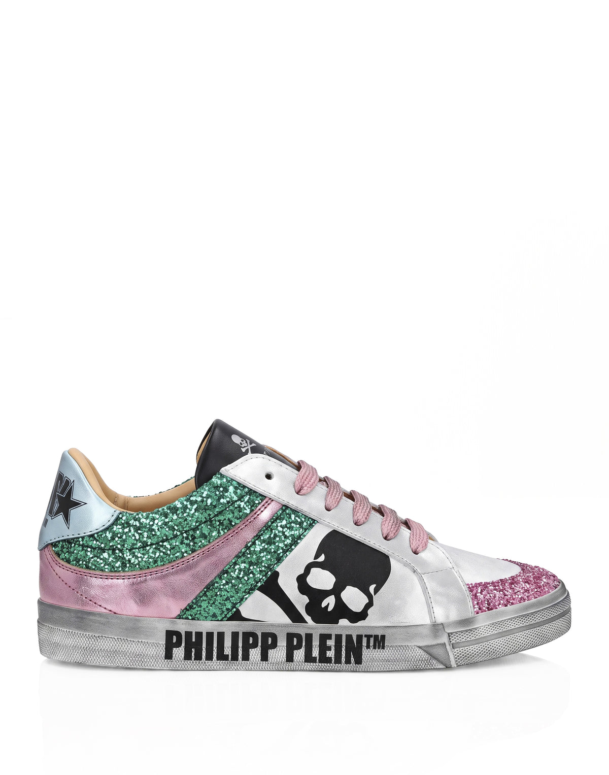Nappa Leather Lo-Top Sneakers Glitter Skull