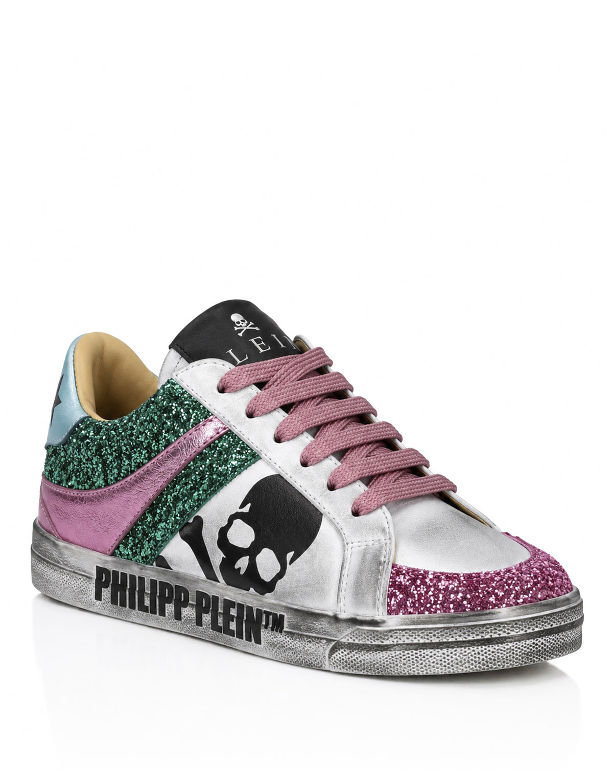 Nappa Leather Lo-Top Sneakers Glitter Skull