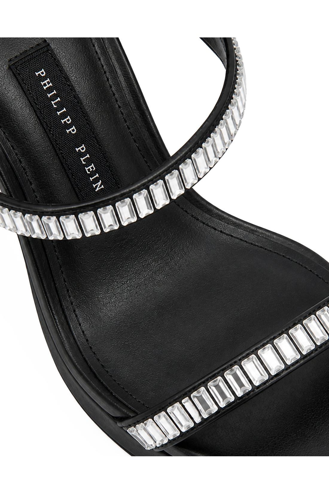 Philipp Plein Nappa High Heels Sandals Crystal Castons, Schuhe
