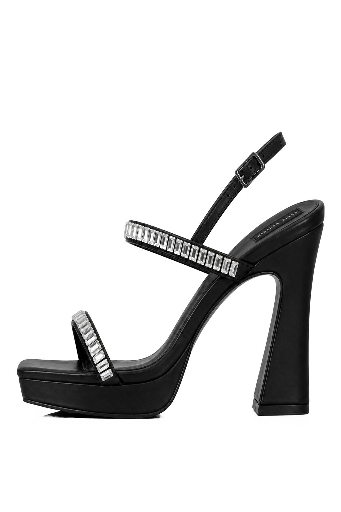 Philipp Plein Nappa High Heels Sandals Crystal Castons, Schuhe