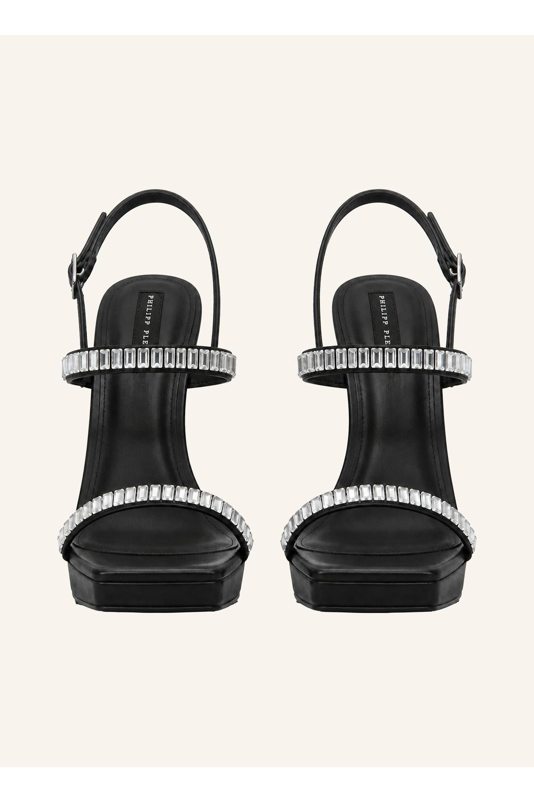 Philipp Plein Nappa High Heels Sandals Crystal Castons, Schuhe