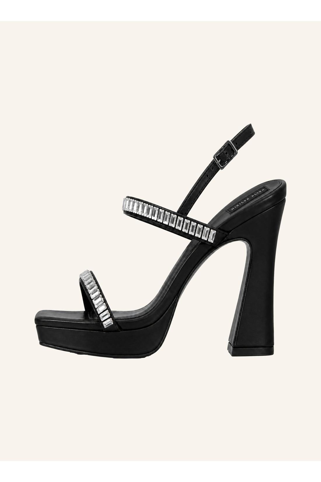 Philipp Plein Nappa High Heels Sandals Crystal Castons, Schuhe